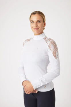 Horze Sylvie Damen Langarm-Turniershirt Mit Spitze -Horze Verkaufsgeschäft 33530 WH 2