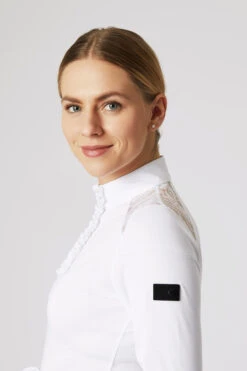 Horze Sianna Damen Turniershirt Mit Spitzenschultern Und Langen Ärmeln -Horze Verkaufsgeschäft 33560 wh 06