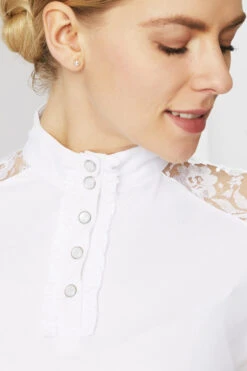 Horze Sianna Damen Turniershirt Mit Spitzenschultern Und Langen Ärmeln -Horze Verkaufsgeschäft 33560 wh 07