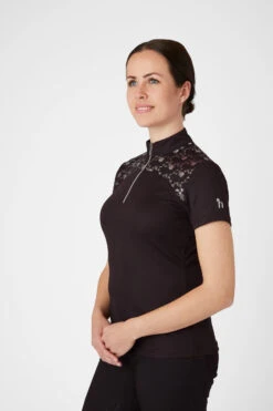 Horze Kaitlin Damen Trainings-/ Turniershirt Mit Kurzen Ärmeln Und Blumendetail -Horze Verkaufsgeschäft 33585 AFBR 2