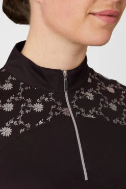 Horze Kaitlin Damen Trainings-/ Turniershirt Mit Kurzen Ärmeln Und Blumendetail -Horze Verkaufsgeschäft 33585 AFBR 6