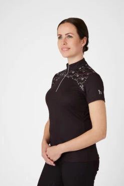 Horze Kaitlin Damen Trainings-/ Turniershirt Mit Kurzen Ärmeln Und Blumendetail -Horze Verkaufsgeschäft 33585 afbr 02