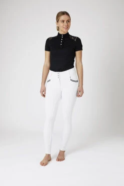 Horze Della Damen Kniebesatzreithose Mit Hohem Bund Und Kontrasteinfassung -Horze Verkaufsgeschäft 36691 WH 3