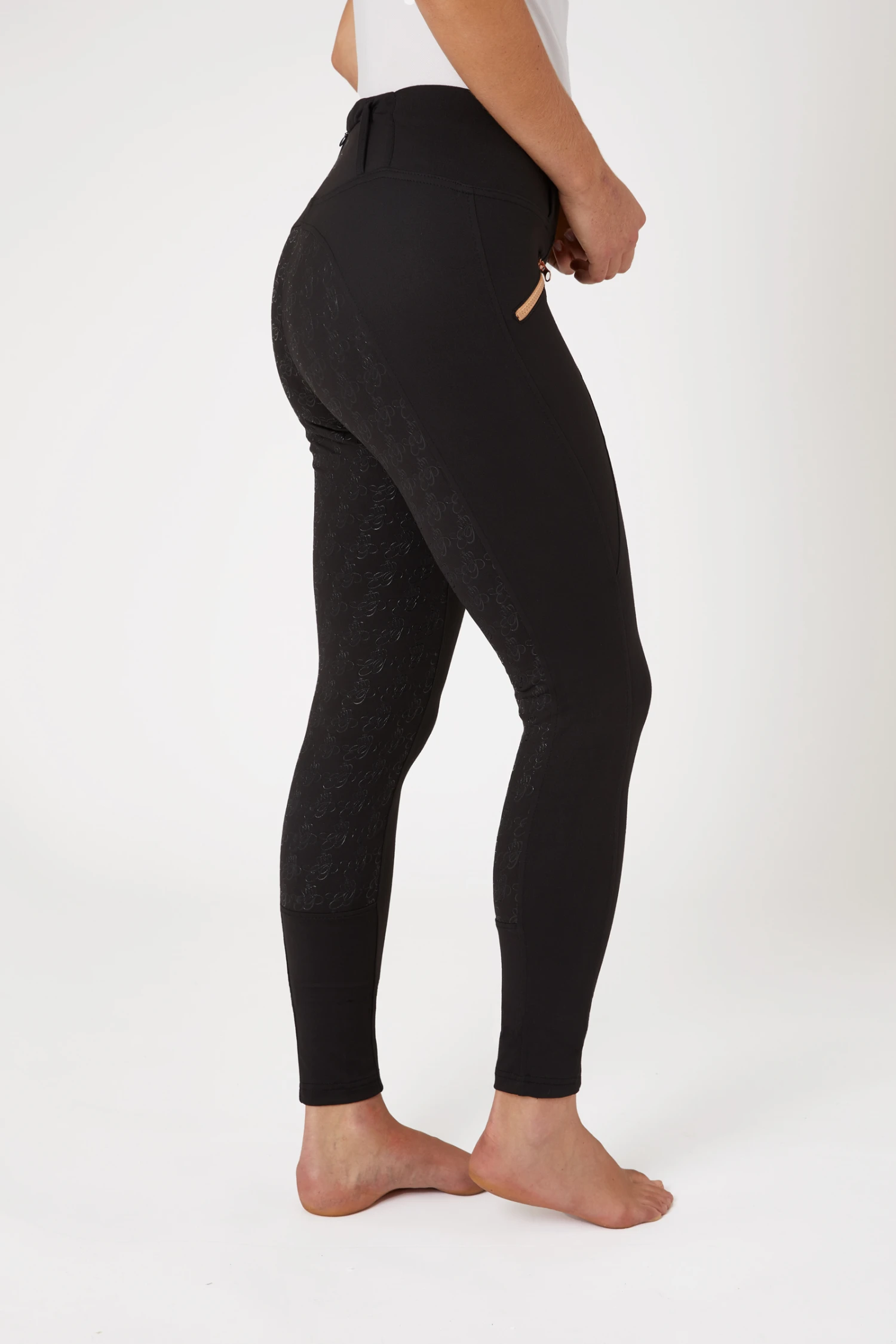 Horze Vollbesatzreitleggings Mit Roségoldenem Reißverschluss 2 Horze Vollbesatzreitleggings Mit Roségoldenem Reißverschluss – Bild 2